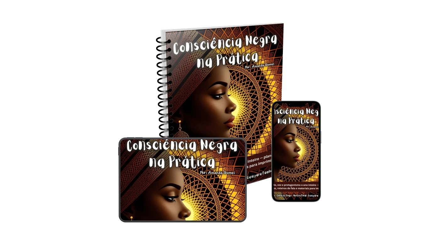 Mockup do material Consciência Negra na Prática